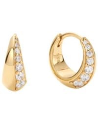Vanhi - Georgie Crystal Knife Edge Huggie Hoop Earrings - Lyst