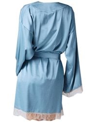 Noblesse Oblige - Duck Egg Long Lace Trimmed Robe - Lyst