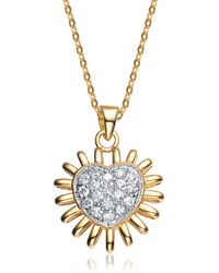 Genevive Jewelry - Sterling Silver White Cubic Zirconia Gold-plated Shining Heart Pendant - Lyst