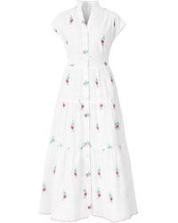 Yumi' - Cotton Broderie Anglaise Embroidered Midi Dress - Lyst