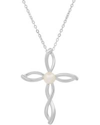 Kylie Harper - Swirling Genuine Pearl Cross Pendant Necklace - Lyst