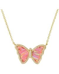 KAMARIA - Opal Butterfly Necklace With Stripes - Lyst