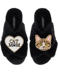 Laines London - Classic Laines Slippers With Cat Mum Mom & Tabby The Ginger Cat Brooches - Lyst