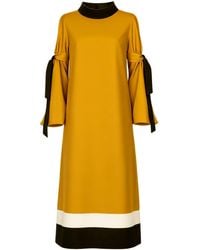 Julia Allert - Designer Straight Slit-Sleeve Midi Dress – Mustard - Lyst