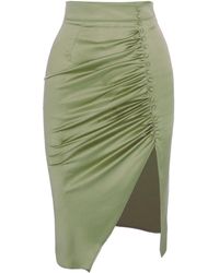 AVENUE No.29 - Ruched Side Midi Skirt With Button Detail - Lyst