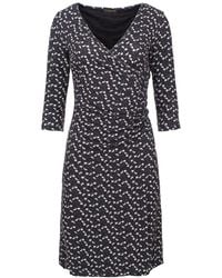 Conquista - Print Faux Wrap Wool Dress - Lyst