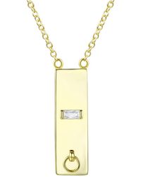 Genevive Jewelry - Rachel Glauber Plated Radiant Cubic Zirconia Bar Necklace - Lyst