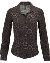 lords of harlech - Sutton Leopard Brownie Stretch Silk Long-Sleeve Shirt - Lyst