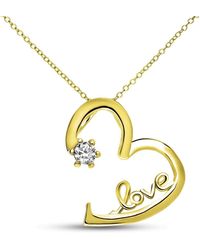Genevive Jewelry - Gold-plated Sterling Silver White Cubic Zirconia Heart Love Necklace - Lyst