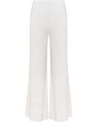 Mandragora - Neutrals Ecru Knit Pants With A Straight Leg And High Waist Made Of Viscose – Ivy - Lyst