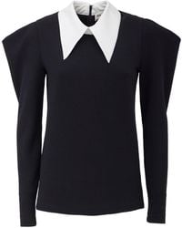 Julia Allert - Long Sleeve Blouse With Contrast Collar - Lyst
