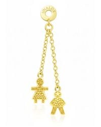 Unaloe - Plated Pavé Effect Double Chain Drop Earrings With Family Charms Jewelry For - Lyst