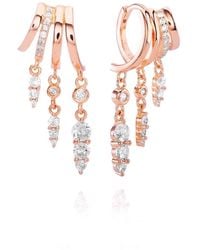 Aaria London - Cleo Stacked Multi Hoop Huggie Illusion Earrings - Lyst