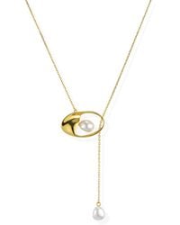 Lait & Lune - Talise Pearl Lariat Necklace - Lyst