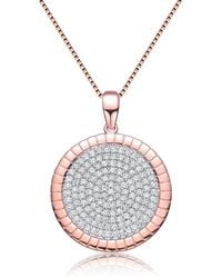Genevive Jewelry - Rose Gold Plated Cubic Zirconia Round Shaped Pendant Necklace - Lyst