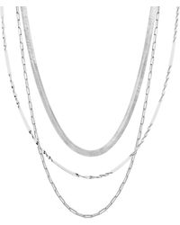 Spero London - Herringbone Semi Twisted & Paperclip Chain Sterling Layering Necklace Set - Lyst