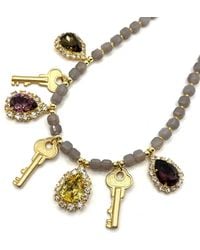 Achala Handcrafted - Elegant Crystal Drop Necklace With Key Charms - Lyst
