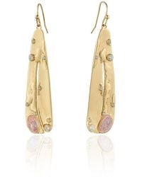 Rare Matters Jewelry - Organic Gemstone Petal Dangle Earrings Rose Quartz - Lyst