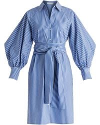 Paisie - Striped Volume Sleeve Shirt Dress With Matching Tie Belt - Lyst