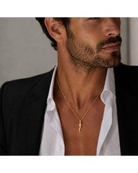 Unaloe - Two Tone Sterling Italian Horn Necklace With Plated Pendant - Lyst