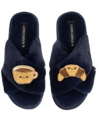 Laines London - Classic Slippers With Laines Lovables Coffee & Croissant Brooches - Lyst