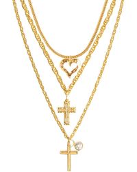 Caramel Vintage Jewellery - Cross & Heart Necklace Set - Lyst