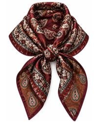 Luella Fashion - Silk Viscose Scarf Printed Patterns Burgundy & Chocolate - Lyst