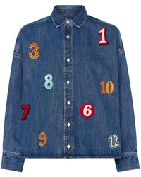 INGMARSON - Numbers Embroidered Organic Cotton Shirt Denim - Lyst