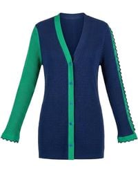 Arto. - Lace Trims Contract Ribbed Knit Cardigan - Lyst