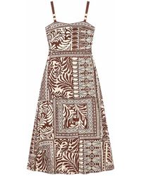 Yumi' - Tile Print Maxi Dress With Bead Details - Lyst