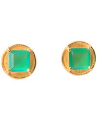 YAA YAA LONDON - New Mama Gold Vermeil Green Onyx Stud Earrings - Lyst