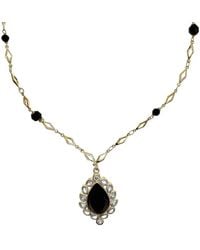 Farra - Obsidian Gemstone Pendant Chain Necklace - Lyst