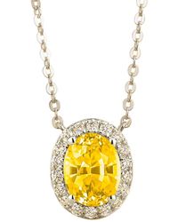 Juvetti - Mina Oval Sapphire & Diamond Halo Necklace - Lyst