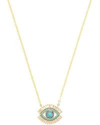 Seven Saints - Evil Eye Necklace, Vermeil With And Zirconia Baguette Diamonds - Lyst