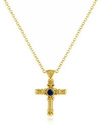 Unaloe - Eternal Cross Necklace With Sapphire - Lyst