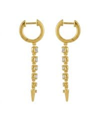 Artisan - 14K Baguette Diamond Drop Huggie Hoop Earrings - Lyst
