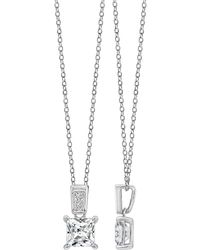 Diamonbliss - Embellished With Swarovski Plated Princess Cut Solitaire Drop Pendant Necklace, One And Half Carats - Lyst
