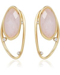 Rare Matters Jewelry - Neutrals Double Style Rose Quartz Gem Earrings - Lyst