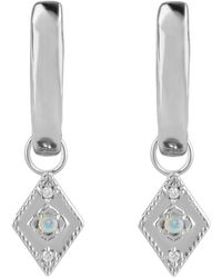 Zohreh V. Jewellery - Australian Opal & White Sapphire Detail Hoop Earrings Sterling - Lyst