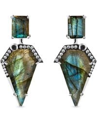 SALLY SKOUFIS - Blade Earrings With Natural Diamond & Labradorite - Lyst