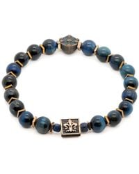 Ebru Jewelry - Tiger Eye Stone Shield Charm Beaded Bracelet - Lyst