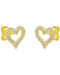 Spero London - Heart Sterling Stud Earrings - Lyst