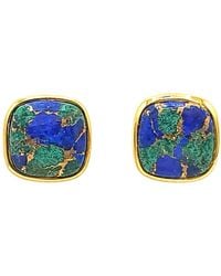 Harfi - Vermeil Plated Azurite And Malachite Stud Earrings - Lyst