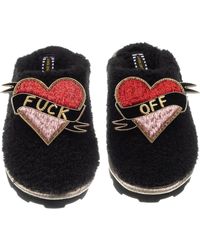 Laines London - Teddy Closed Toe Slippers With Fuck Off Brooches - Lyst