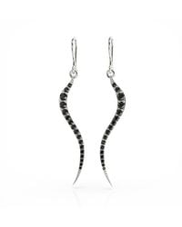 Linda Fiore - Swirl Earrings With Onyx Cz - Lyst