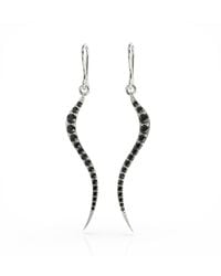 Linda Fiore - Swirl Earrings With Onyx Cz - Lyst