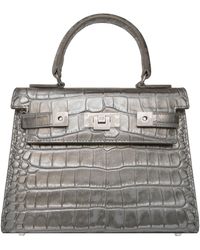 Lalage Beaumont - Maya Midi Orinoco 'croc' Print Calf Leather Handbag - Lyst