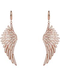LÁTELITA London Angel Wing Drop Earrings Rosegold White - Pink