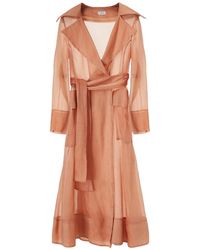 Lita Couture - See Through Organza Trench Coat In Orange - Lyst