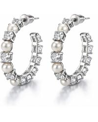 Maison De Gala - Pearl & Crystal Hoop Earrings - Lyst